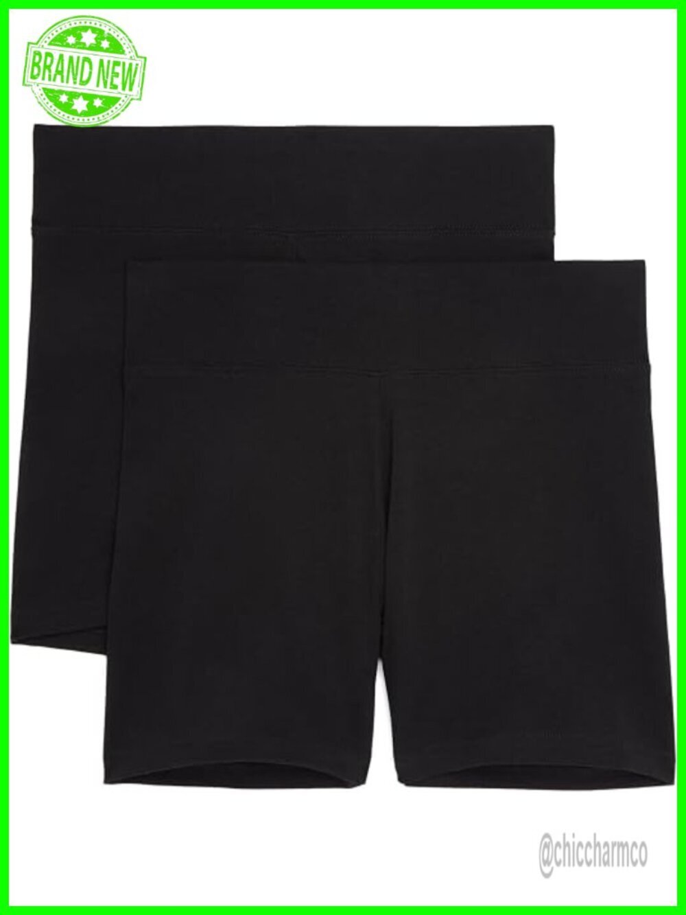 Active Bike Shorts 5" Inseam Cotton Spandex Mid Rise 2 Pack